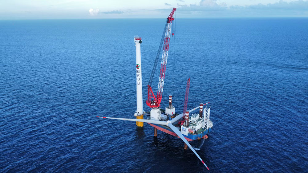 國家電投揭陽神泉二350MW海上風電項目增容項目首臺風機安裝圓滿完成